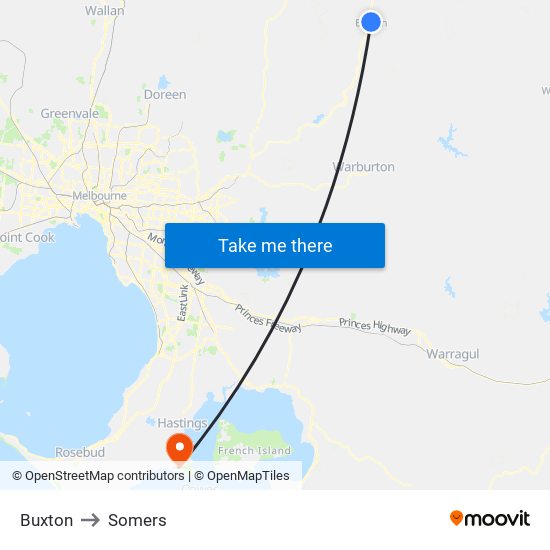 Buxton to Somers map