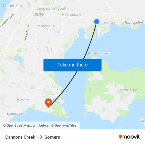 Cannons Creek to Somers map