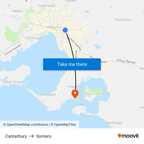 Canterbury to Somers map