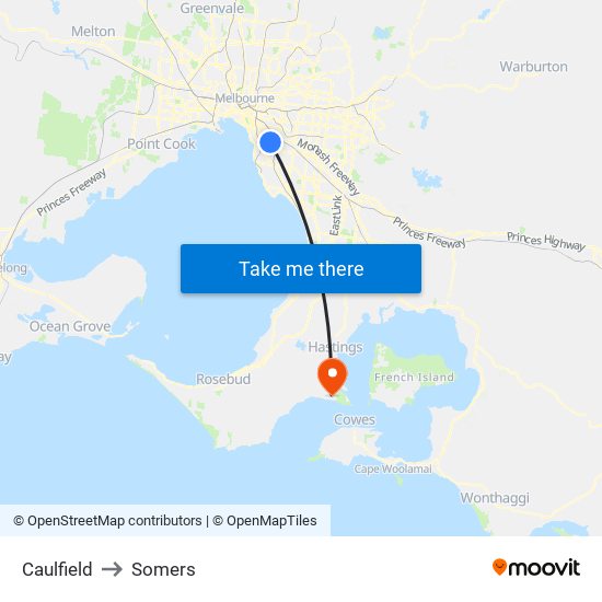 Caulfield to Somers map