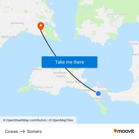 Cowes to Somers map