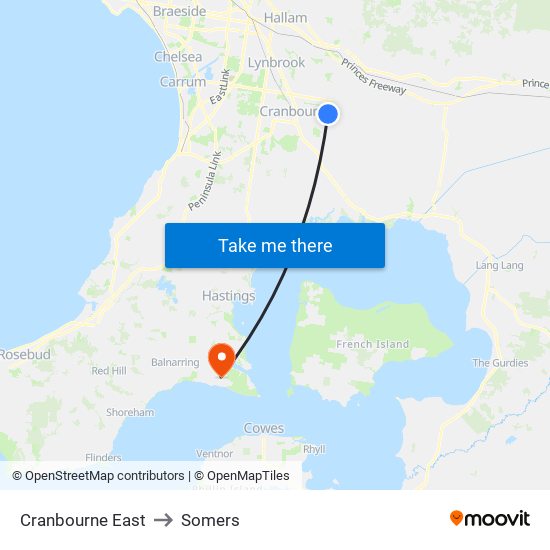 Cranbourne East to Somers map