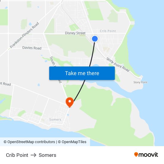 Crib Point to Somers map