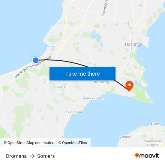 Dromana to Somers map