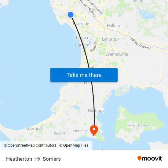 Heatherton to Somers map