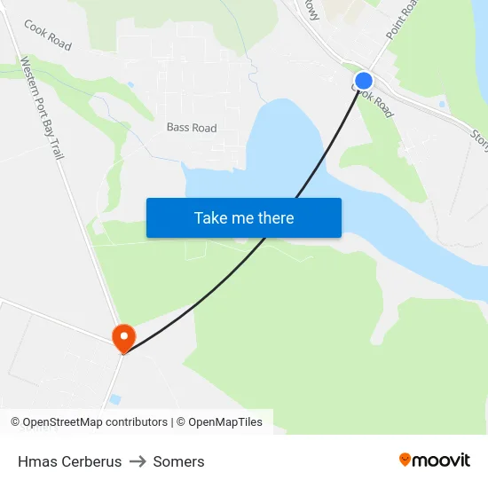Hmas Cerberus to Somers map