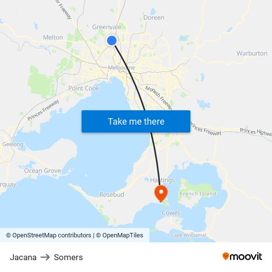 Jacana to Somers map