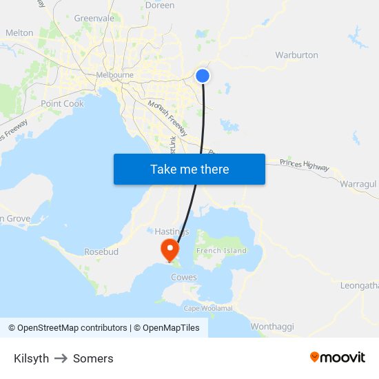 Kilsyth to Somers map