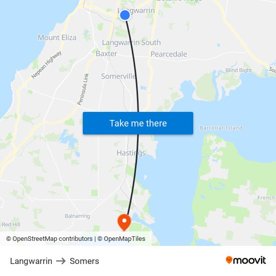 Langwarrin to Somers map