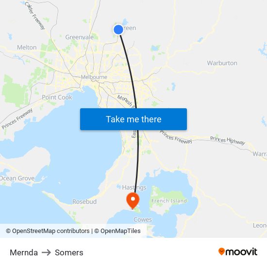 Mernda to Somers map