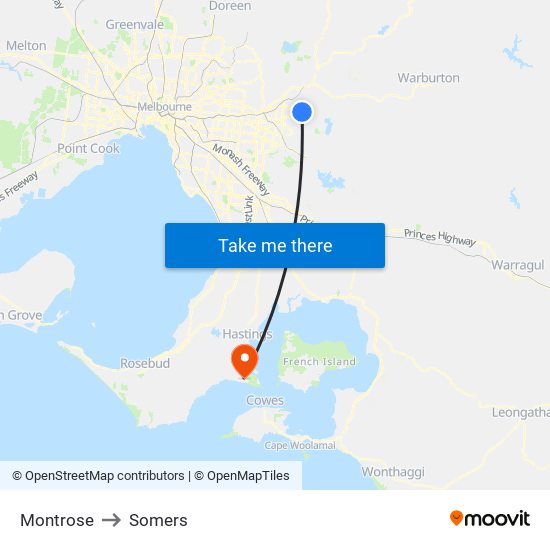 Montrose to Somers map