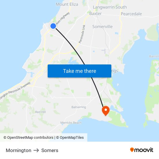 Mornington to Somers map