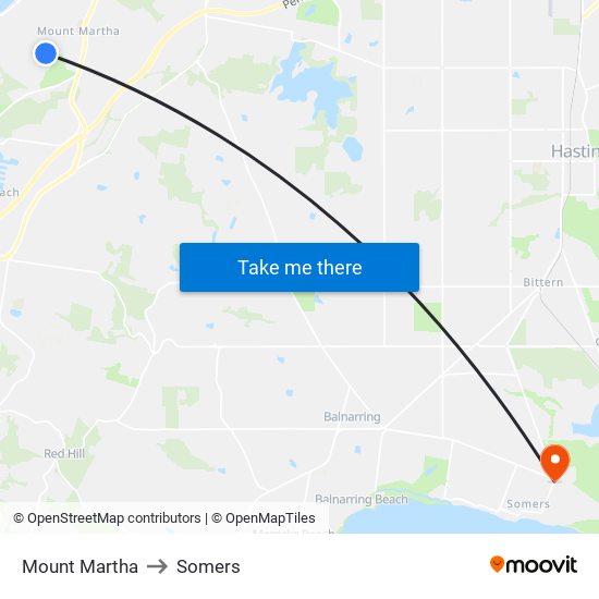 Mount Martha to Somers map