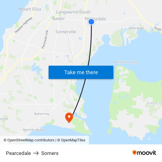 Pearcedale to Somers map