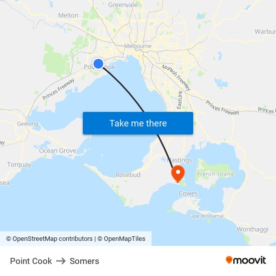 Point Cook to Somers map