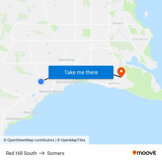 Red Hill South to Somers map