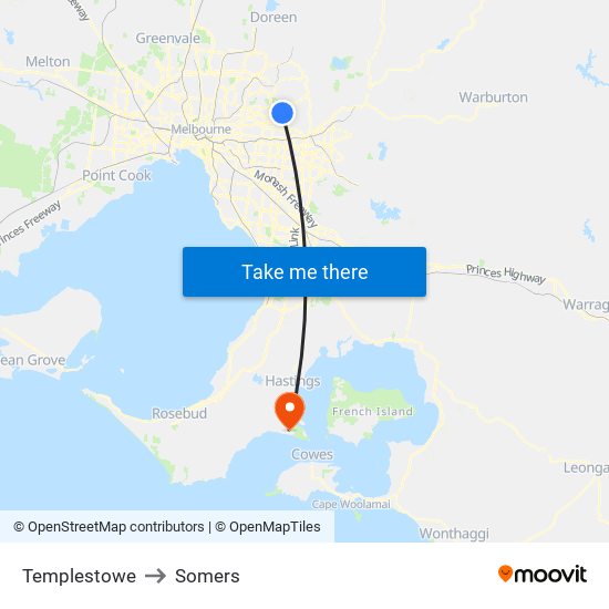 Templestowe to Somers map