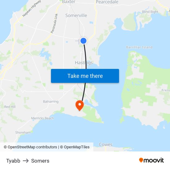 Tyabb to Somers map