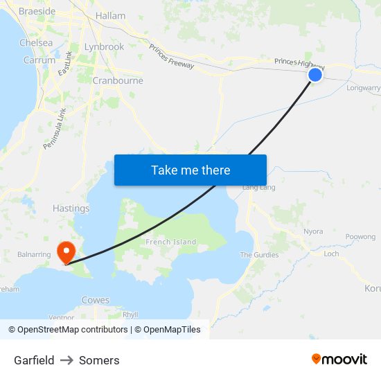 Garfield to Somers map