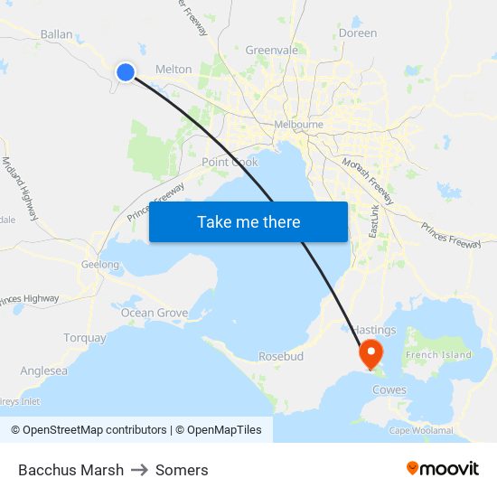 Bacchus Marsh to Somers map
