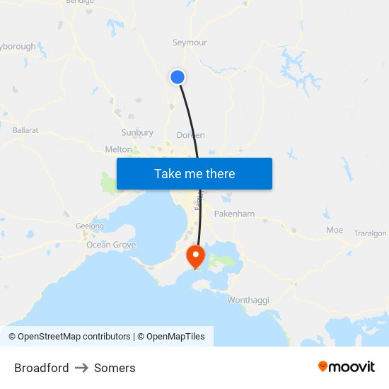 Broadford to Somers map