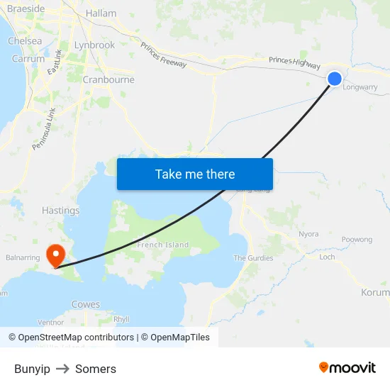 Bunyip to Somers map