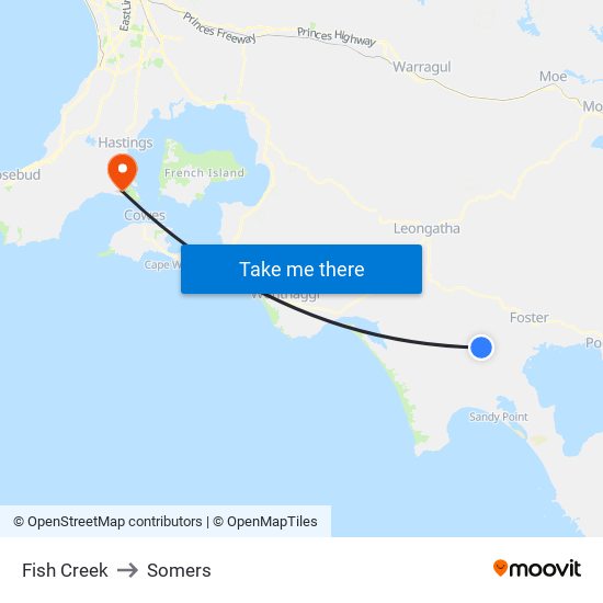 Fish Creek to Somers map