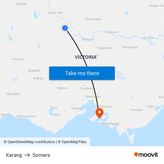 Kerang to Somers map