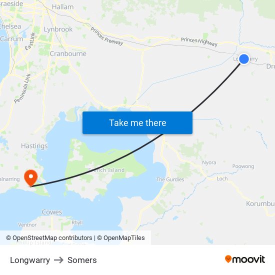 Longwarry to Somers map