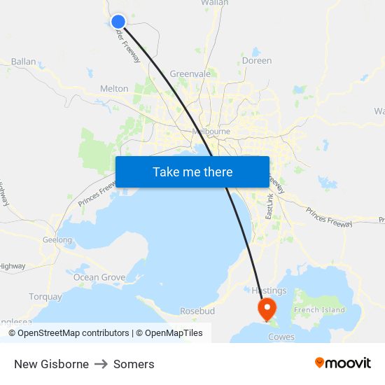 New Gisborne to Somers map