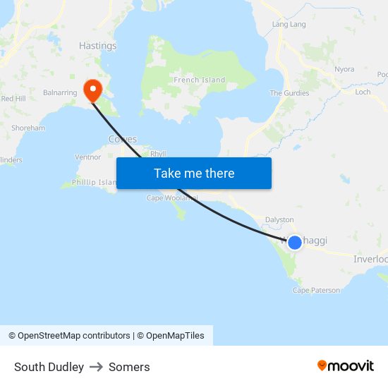 South Dudley to Somers map