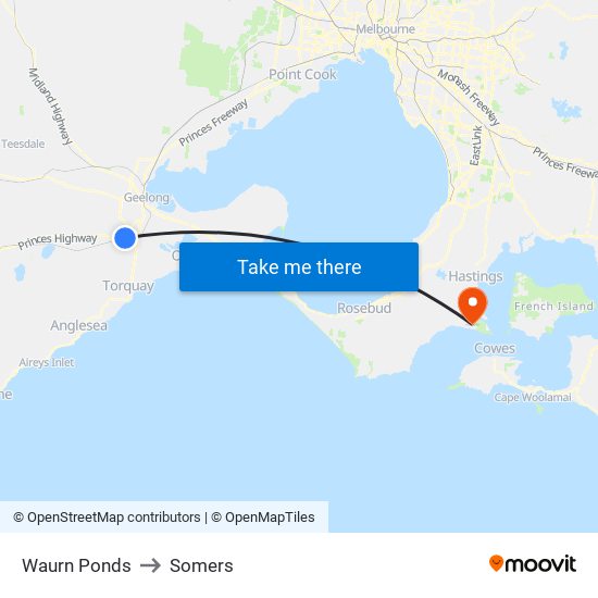 Waurn Ponds to Somers map