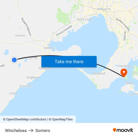 Winchelsea to Somers map