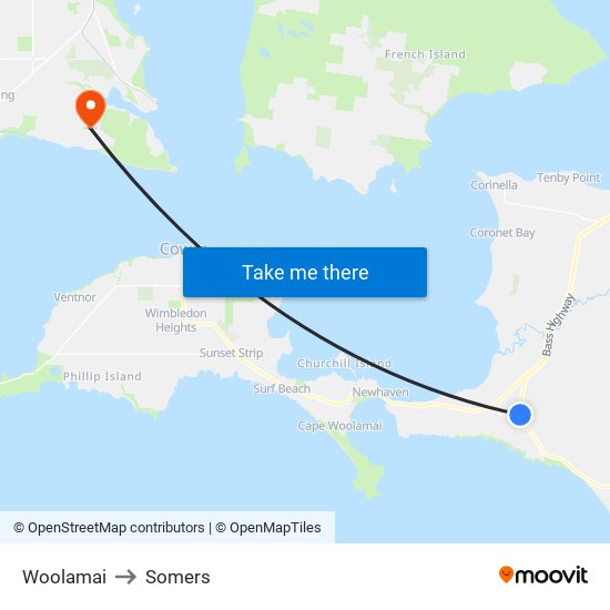 Woolamai to Somers map