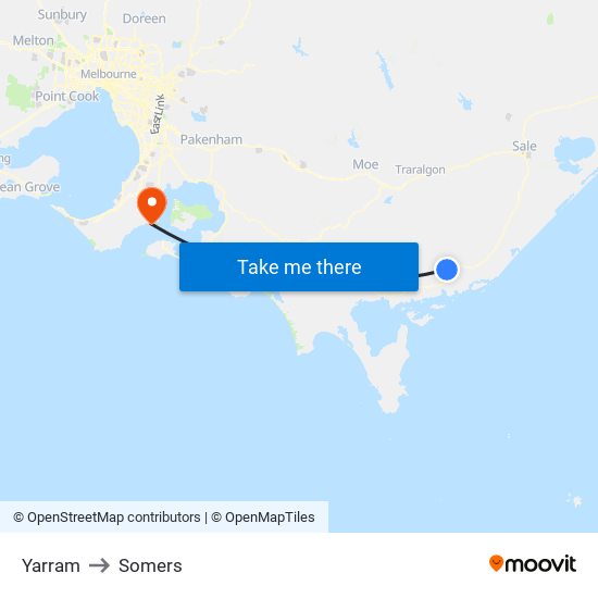 Yarram to Somers map