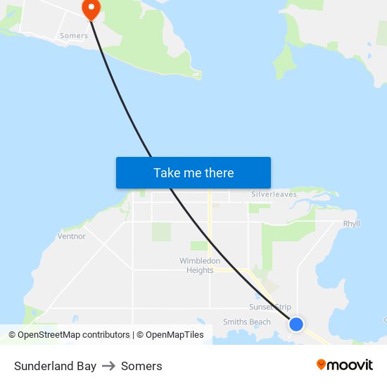 Sunderland Bay to Somers map