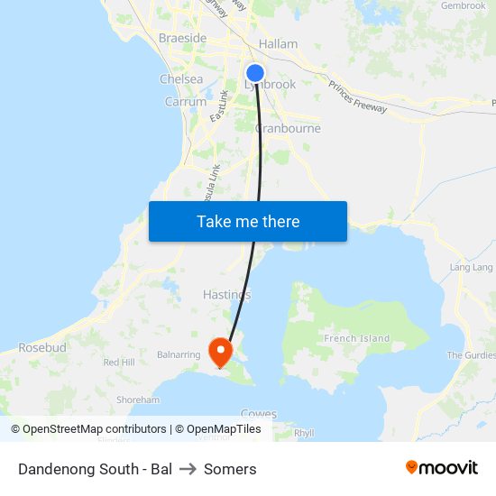 Dandenong South - Bal to Somers map