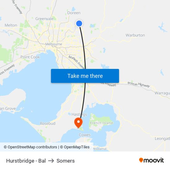 Hurstbridge - Bal to Somers map