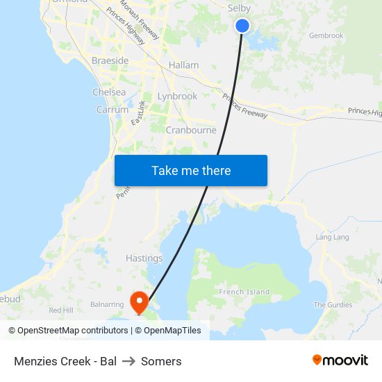 Menzies Creek - Bal to Somers map