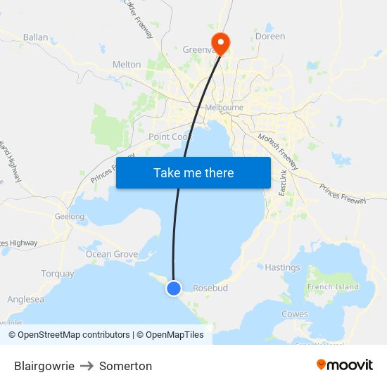 Blairgowrie to Somerton map