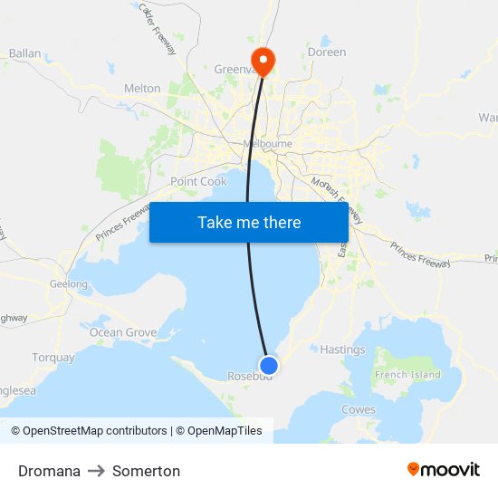 Dromana to Somerton map