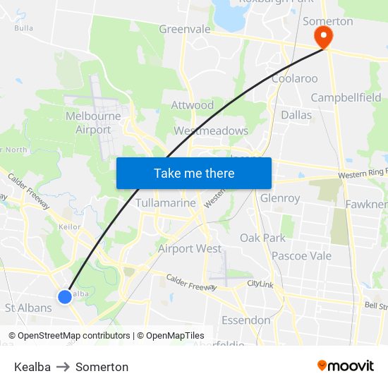 Kealba to Somerton map