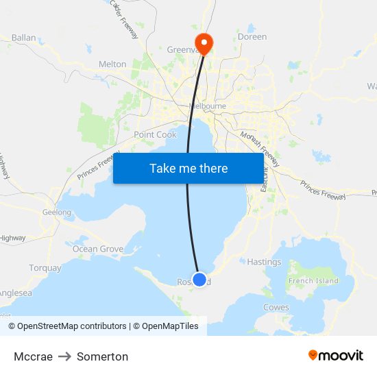 Mccrae to Somerton map