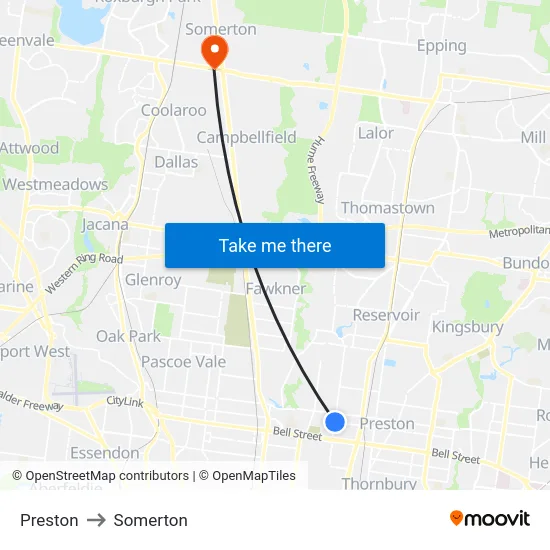 Preston to Somerton map
