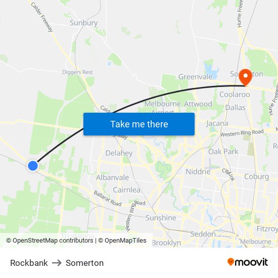 Rockbank to Somerton map