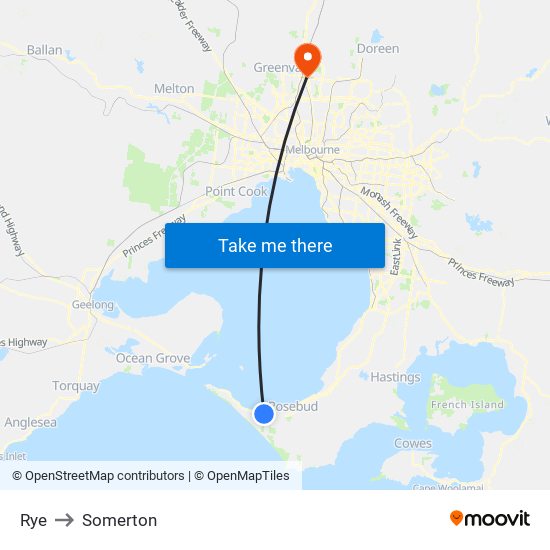 Rye to Somerton map