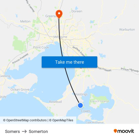 Somers to Somerton map