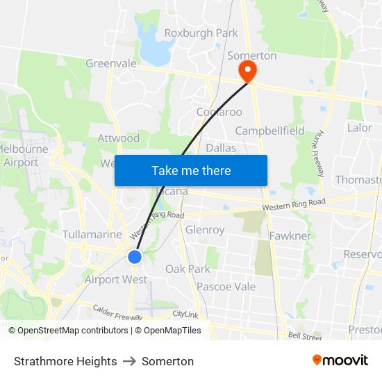 Strathmore Heights to Somerton map