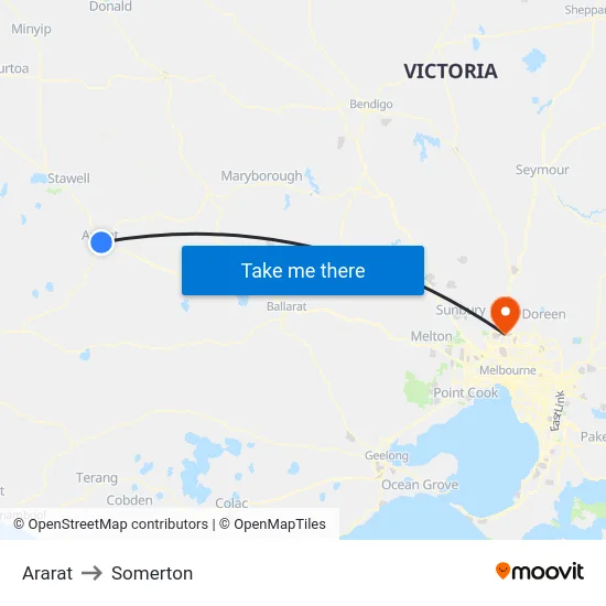 Ararat to Somerton map