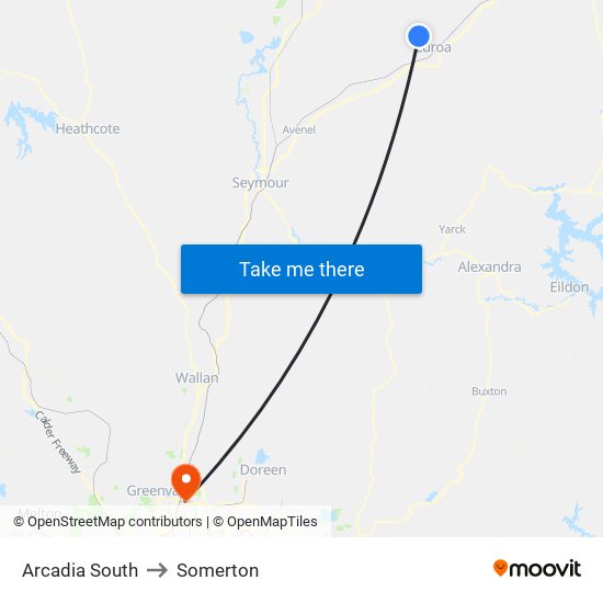 Arcadia South to Somerton map